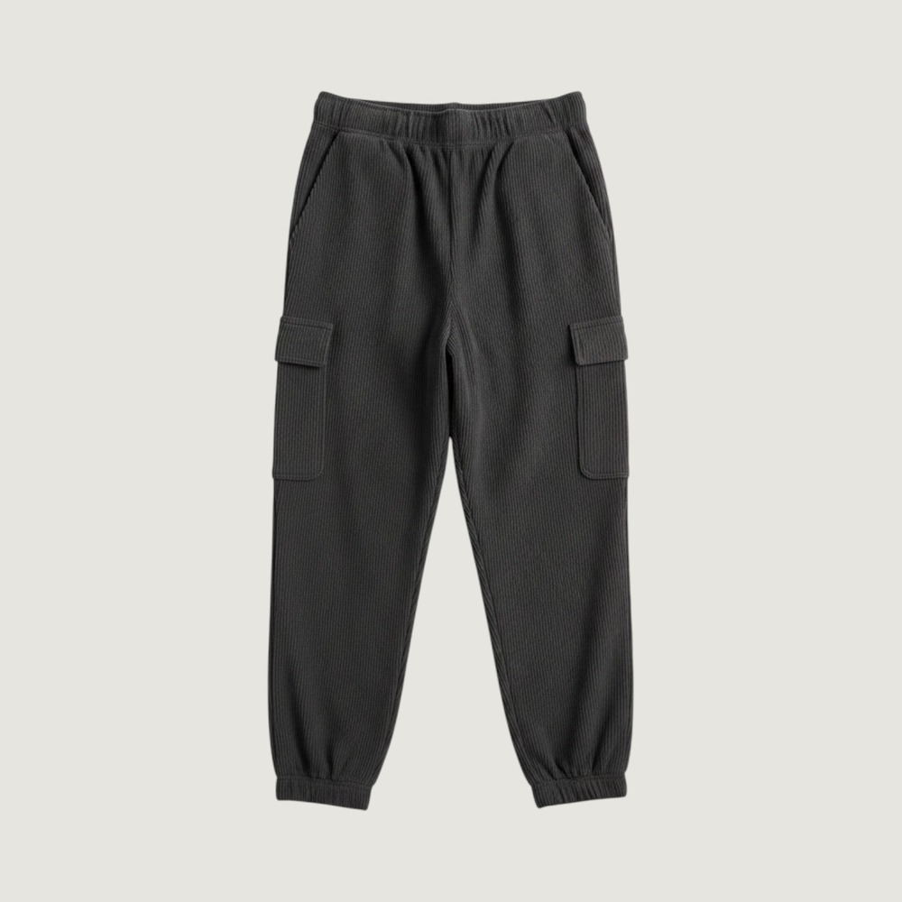 Aerie Waffle‎ Knit Cargo Jogger Pants Charcoal Gray Textured Lounge Size Small